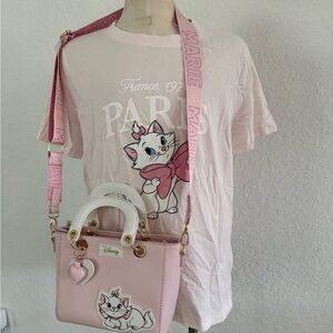 New womens Disney Pink Marie crossbody purse, Shirt Sz M